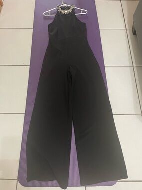 Black Embellished Halter Jumpsuit